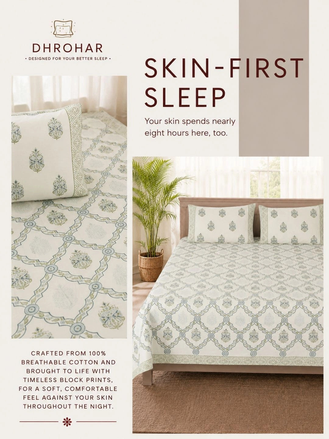 White & multicoloured floral king bedsheet